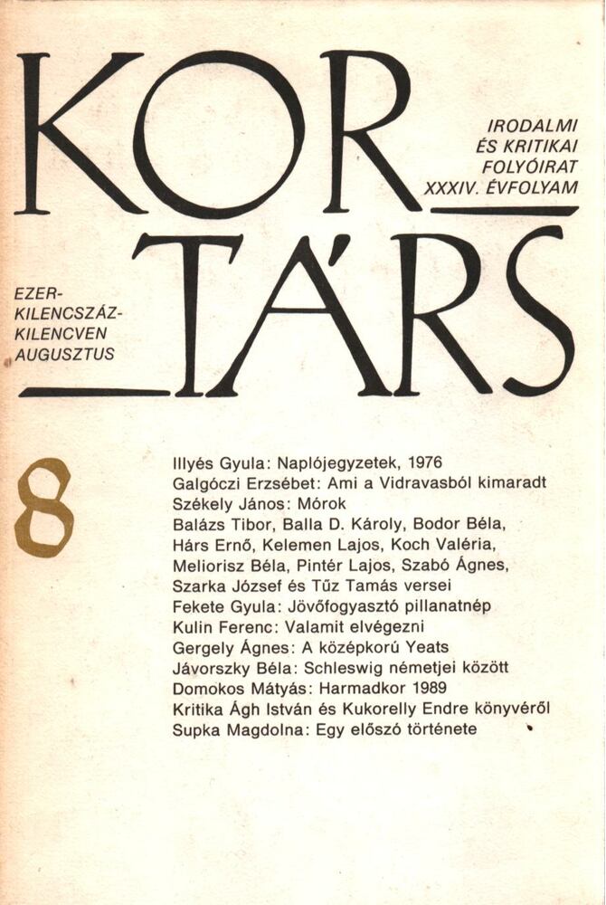 Thiery Árpád - Kortárs 1990/ 8, Budapest 1990 antikvár könyv