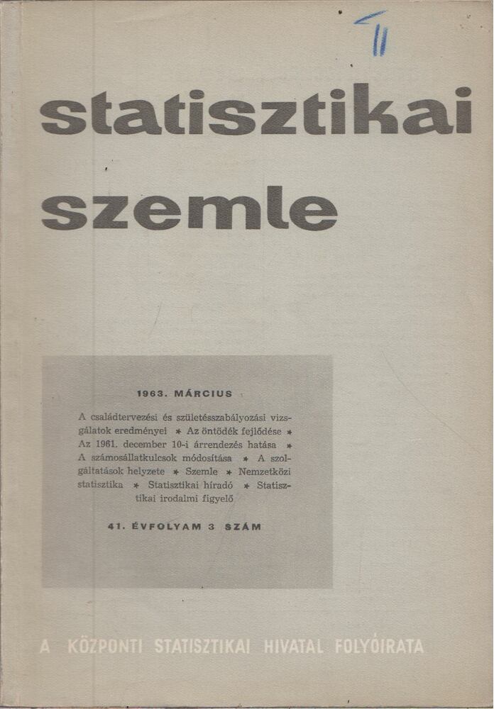 Péter György, Kenessey Zoltán - Statisztikai Szemle 1963. március, Budapest 1963 antikvár könyv