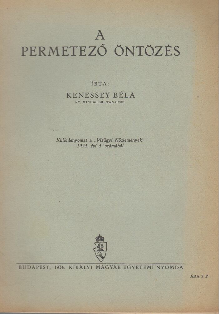 Kenessey Béla - A permetező öntözés, Budapest 1934 antikvár könyv