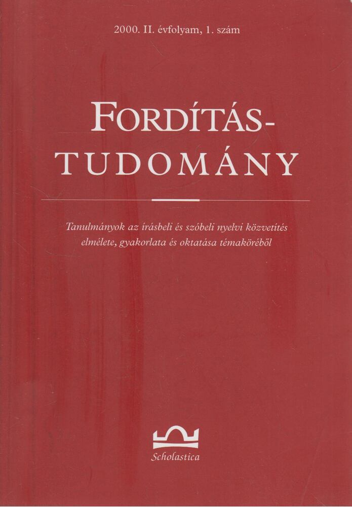 Klaudy Kinga - Fordítástudomány 2000. II. évfolyam 1. szám