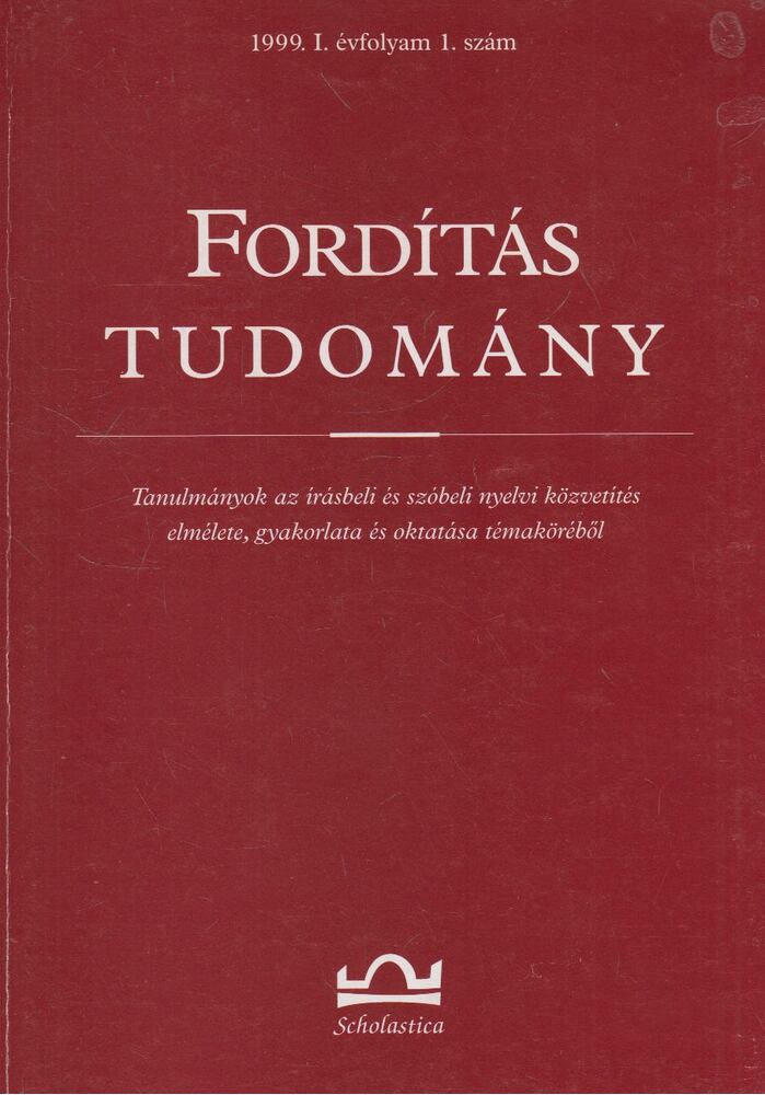 Klaudy Kinga - Fordítástudomány 1999. I. évfolyam 1. szám