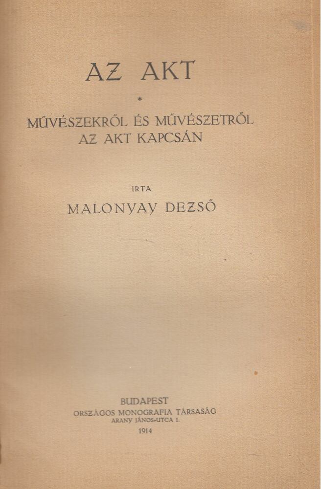Malonyay Dezső - Az akt