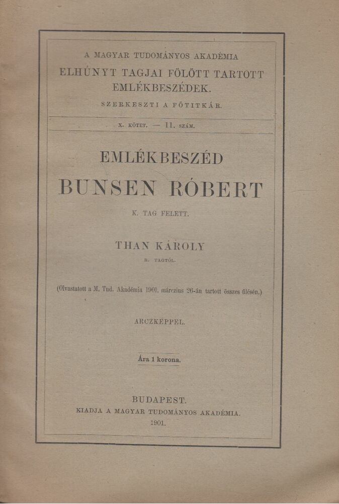 Than Károly - Emlékbeszéd Bunsen Róbert k. tag felett