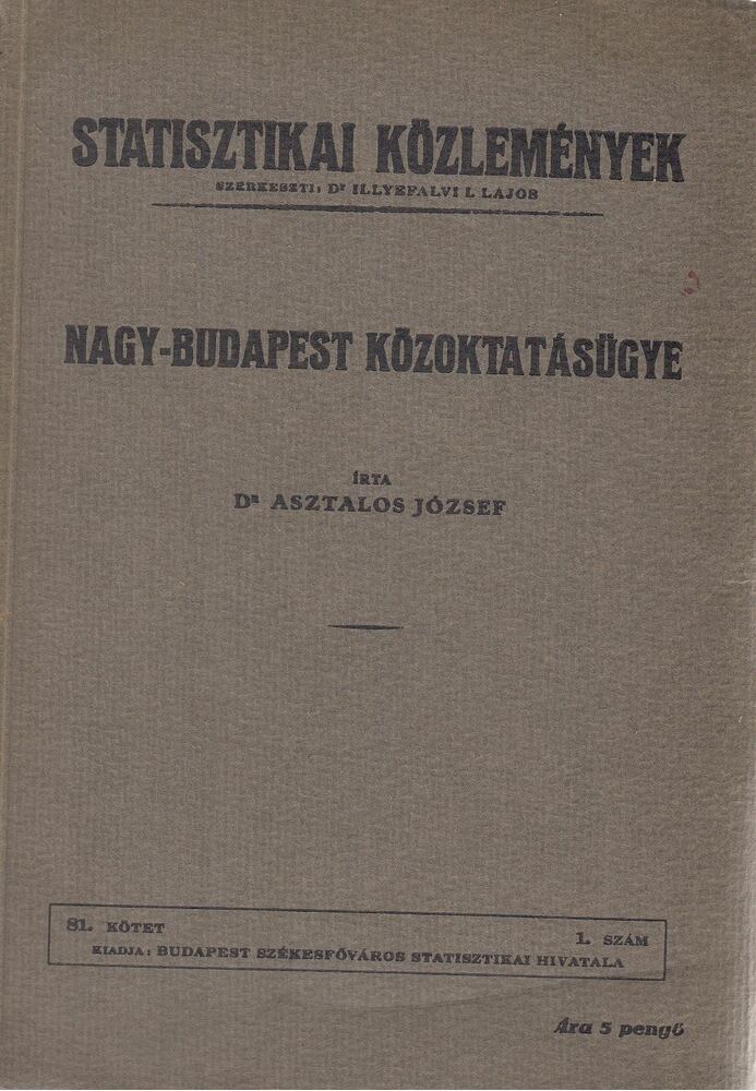 Dr. Illyefalvi I. Lajos,Dr. Asztalos József - Nagy-Budapest közoktatásügye