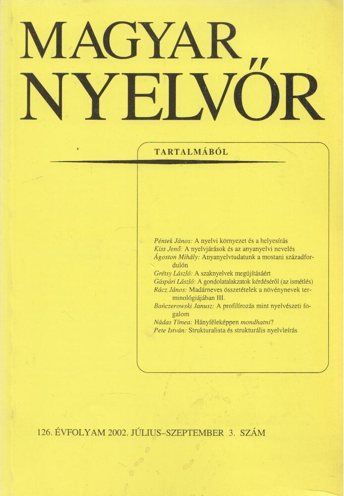 Keszler Borbála - Magyar Nyelvőr 2002. Július-szeptember