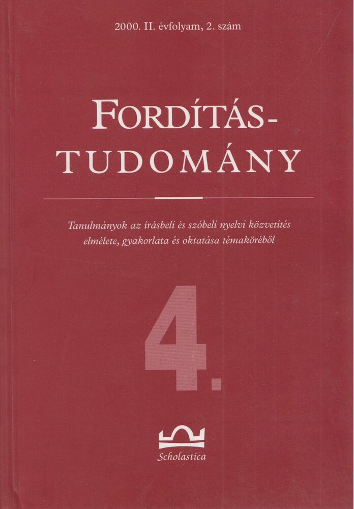 Klaudy Kinga - Fordítástudomány 2000. II. évfolyam 2. szám