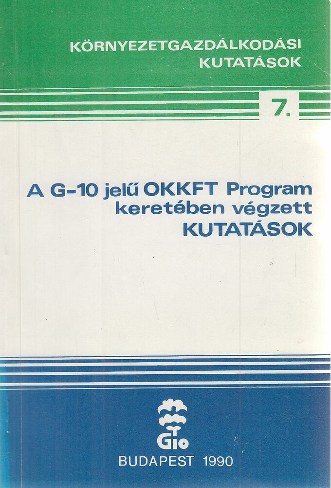 Bocz Károly - A G-10 jelű OKKFT Program keretében végzett kutatások
