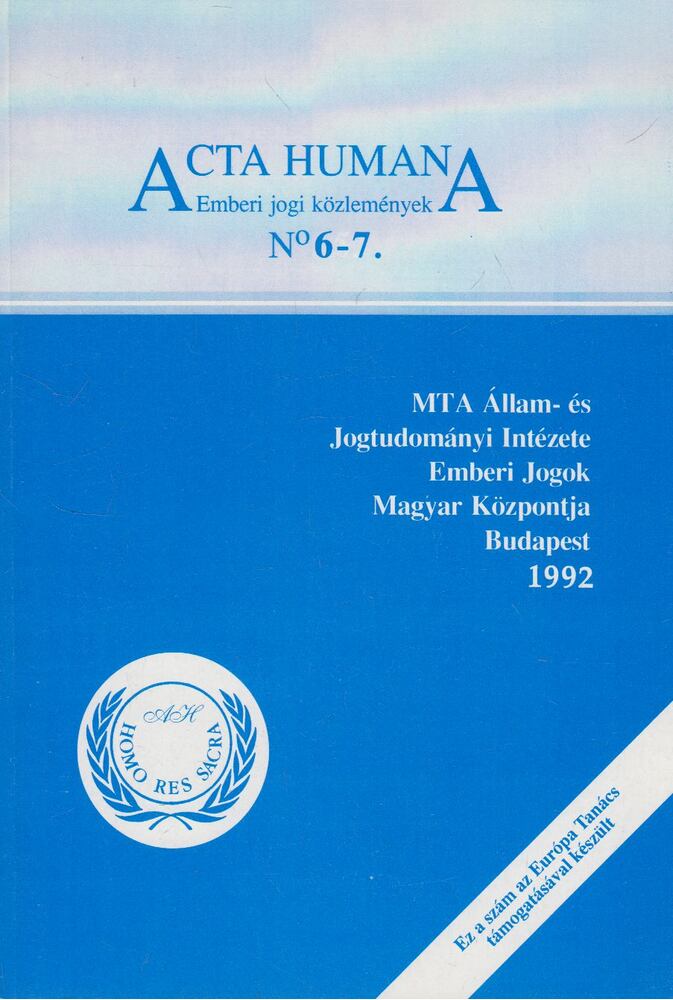 Bokorné Szegő Hanna - Acta Humana 1992/6-7.