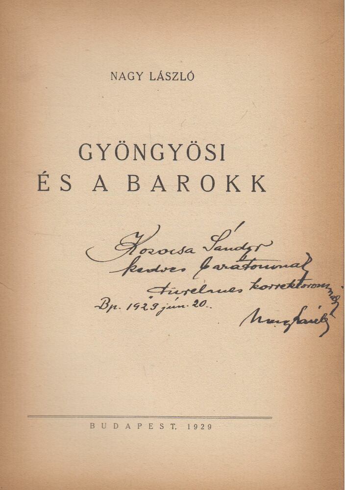 Nagy László - Gyöngyösi és a barokk (dedikált)