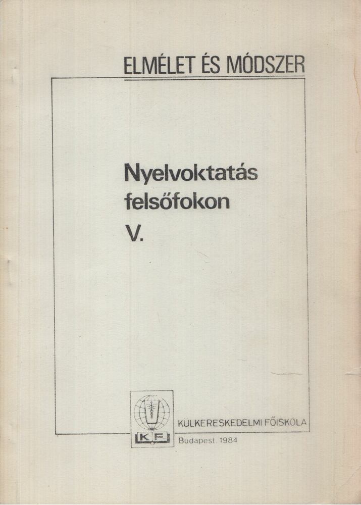 Berényi Pálné,Hidasi Judit - Nyelvoktatás felsőfokon V.