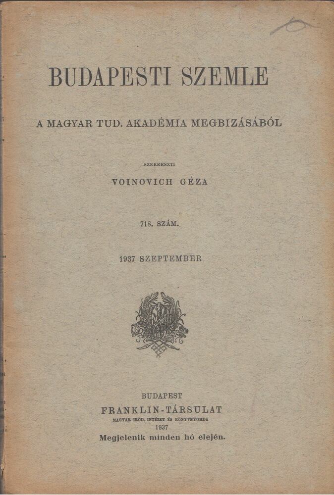 Voinovich Géza - Budapesti Szemle 1937 szeptember