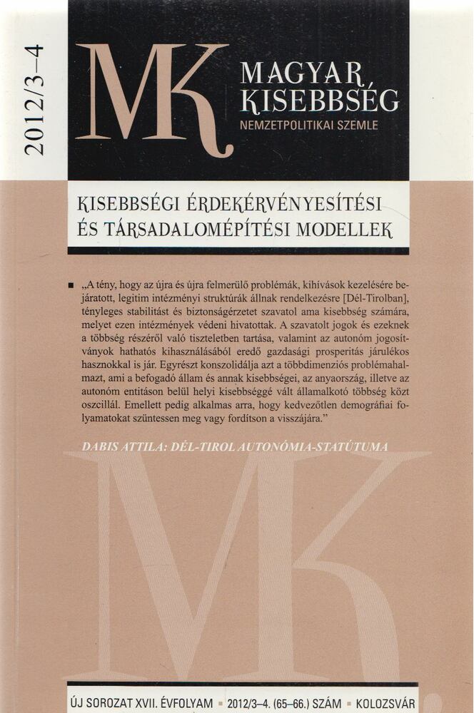Székely István - Magyar Kisebbség 2012/3-4