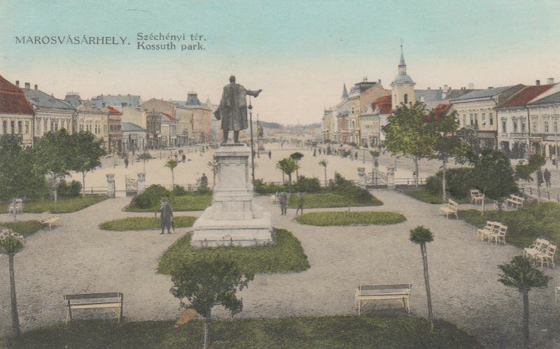 - Marosvásárhely - Széchenyi tér, Kossuth park (képeslap), Marosvásárhely 1912 antikvár könyv