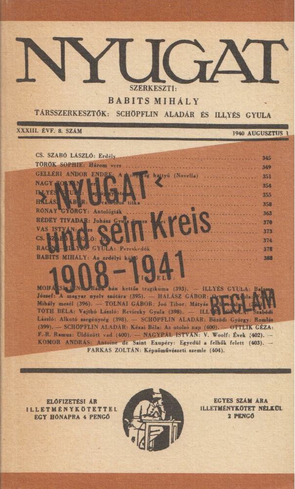 Ugrin Aranka,Vargha Kálmán - "Nyugat" und sein Kreis 1908-1941