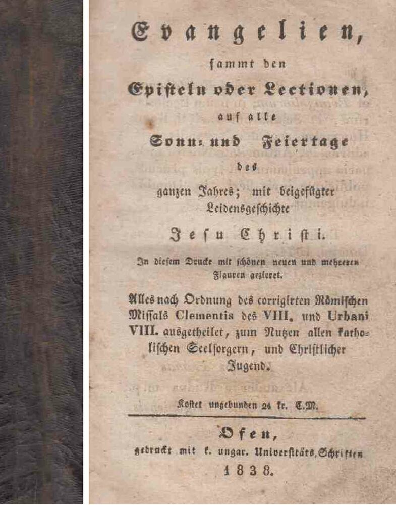  - Evangelien, sammt den Episteln oder Lectionen, Buda 1838 antikvár könyv