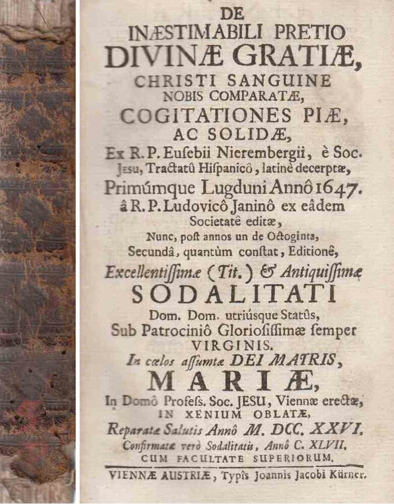  - De inaestimabili pretio divinae gratiae, Bécs 1726 antikvár könyv