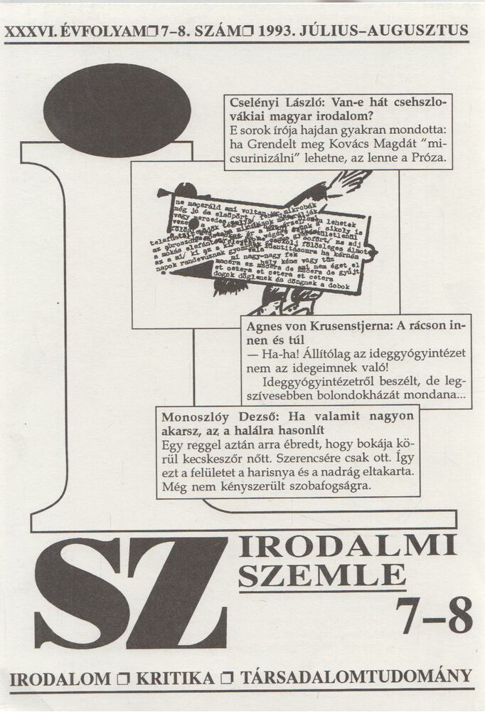 Tőzsér Árpád - Irodalmi szemle 1993. július-augusztus, Pozsony 1993 antikvár könyv