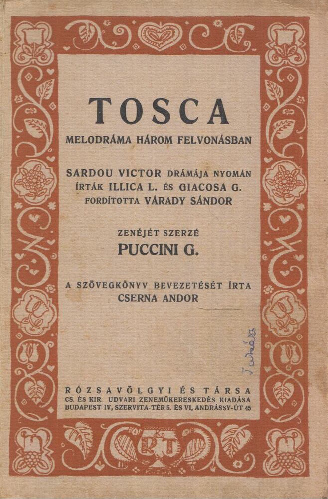 Sardou Victor, Illica L., Giacosa G. - Tosca Sardou Victor, Illica L., Giacosa G. - Tosca, Budapest 0 antikvár könyv