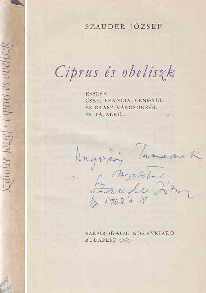Szauder József - Ciprus és obeliszk (dedikált)
