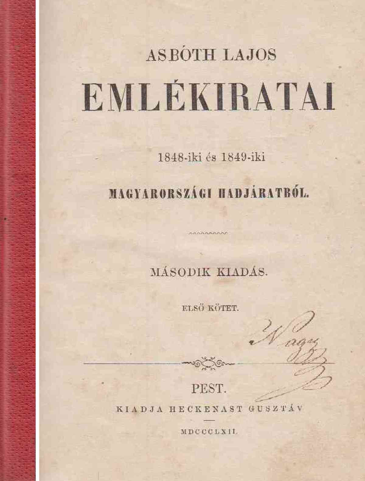 Asbóth Lajos - Asbóth Lajos emlékiratai