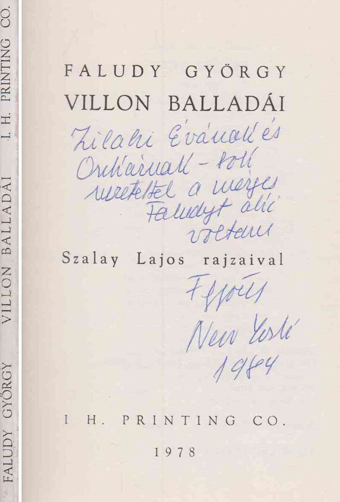 Faludy György,Francois Villon - Villon balladái (dedikált)
