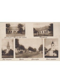  - Gyúró - Utcarészlet a Martin-féle üzlettel, Községháza, Ref. templom, Kath. templom (képeslap), null 0 antikvár könyv