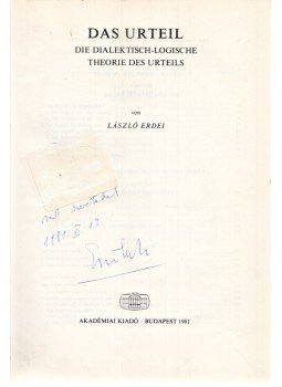 Erdei László - Das Urteil (aláírt), Budapest 1981 antikvár könyv