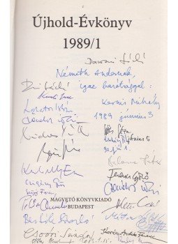  - Újhold-évkönyv 1989/1. (Kornis Mihály által dedikált, a szerzőtársak által aláírt), Budapest 1989 antikvár könyv