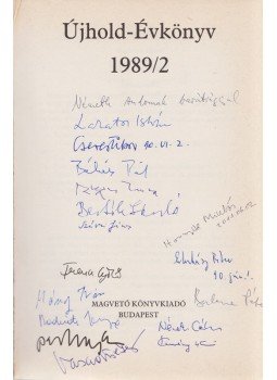  - Újhold-évkönyv 1989/2. (Balassa Péter által dedikált, a szerzőtársak által aláírt), Budapest 1989 antikvár könyv