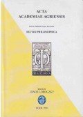 Loboczky János - Acta Academiae Agriensis Nova Series Tom. XXXVIII. Sectio Philosophica