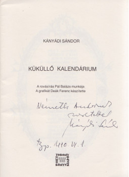 Kányádi Sándor - Küküllő kalendárium (Dedikált), Budapest 1988 antikvár könyv