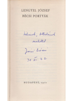 Lengyel József - Bécsi portyák (dedikált), Budapest 1970 antikvár könyv