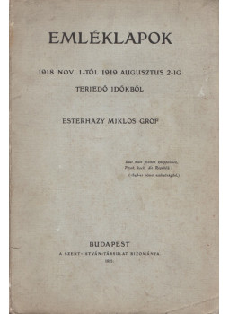 Esterházy Miklós - Emléklapok, Budapest 1921 antikvár könyv