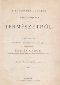 Carus, Titus Lucretius - Titus Lucretius Carus tankölteménye a természetről