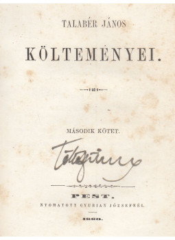  - Tárkányi B. J. költeményei / Talabér János költeményei, Pest 1857 antikvár könyv