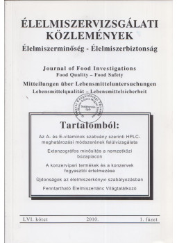 Molnár Pál - Élelmiszervizsgálati Közlemények LVI. kötet 2010/1. füzet Molnár Pál - Élelmiszervizsgálati Közlemények LVI. kötet 2010/1. füzet, Budapest 2010 antikvár könyv