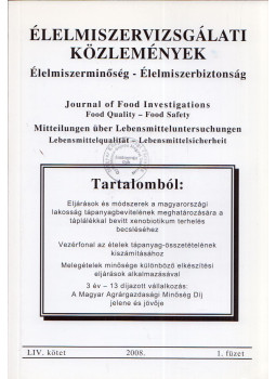 Molnár Pál - Élelmiszervizsgálati Közlemények LIV. kötet 2008/1. füzet, Budapest 2008 antikvár könyv