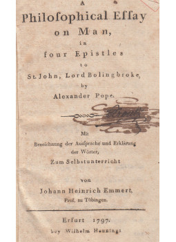 Alexander Pope - A Philosophical Essay on Man Alexander Pope - A Philosophical Essay on Man, Erfurt 1797 antikvár könyv