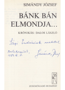 Simándy József - Bánk bán elmondja... (dedikált), Budapest 1983 antikvár könyv