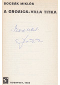 Bocsák Miklós - A Grosics-villa titka (dedikált)