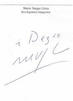 Mario Vargas LLosa - Don Rigoberto feljegyzései (dedikált), Budapest 1998 antikvár könyv