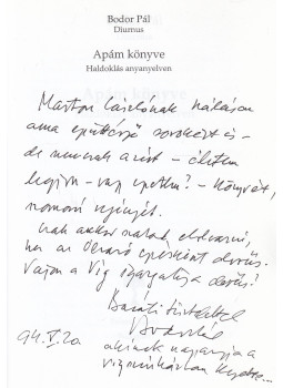 Bodor Pál - Apám könyve (dedikált) Bodor Pál - Apám könyve (dedikált), Budapest 1994 antikvár könyv