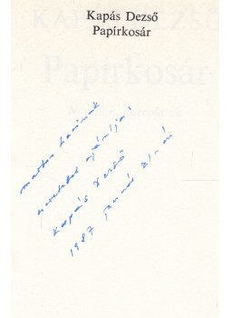 Kapás Dezső - Papírkosár (dedikált), Budapest 1986 antikvár könyv