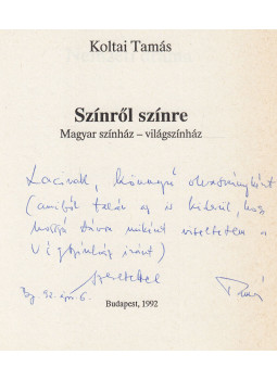 Koltai Tamás - Színről színre (dedikált), Budapest 1992 antikvár könyv