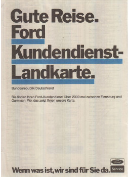  - Gute Reise - Ford Kundendienst-Landkarte, Gütersloh-Stuttgart-München 1986 antikvár könyv