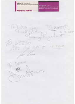  - Marianne Faithfull autogram, null 0 antikvár könyv