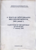 Józsa Zsuzsanna - A Magyar Köztársaság helységnévkönyve 2002. január 1. - Gazetteer of the Republic of Hungary