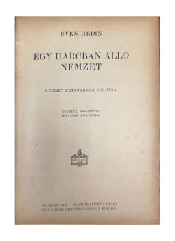 Sven Hedin - Egy harcban álló nemzet, null 0 antikvár könyv