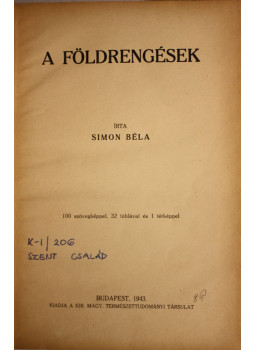Simon Béla - A földrengések, null 0 antikvár könyv