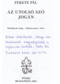 Fekete Pál - Az utolsó szó jogán (dedikált)
